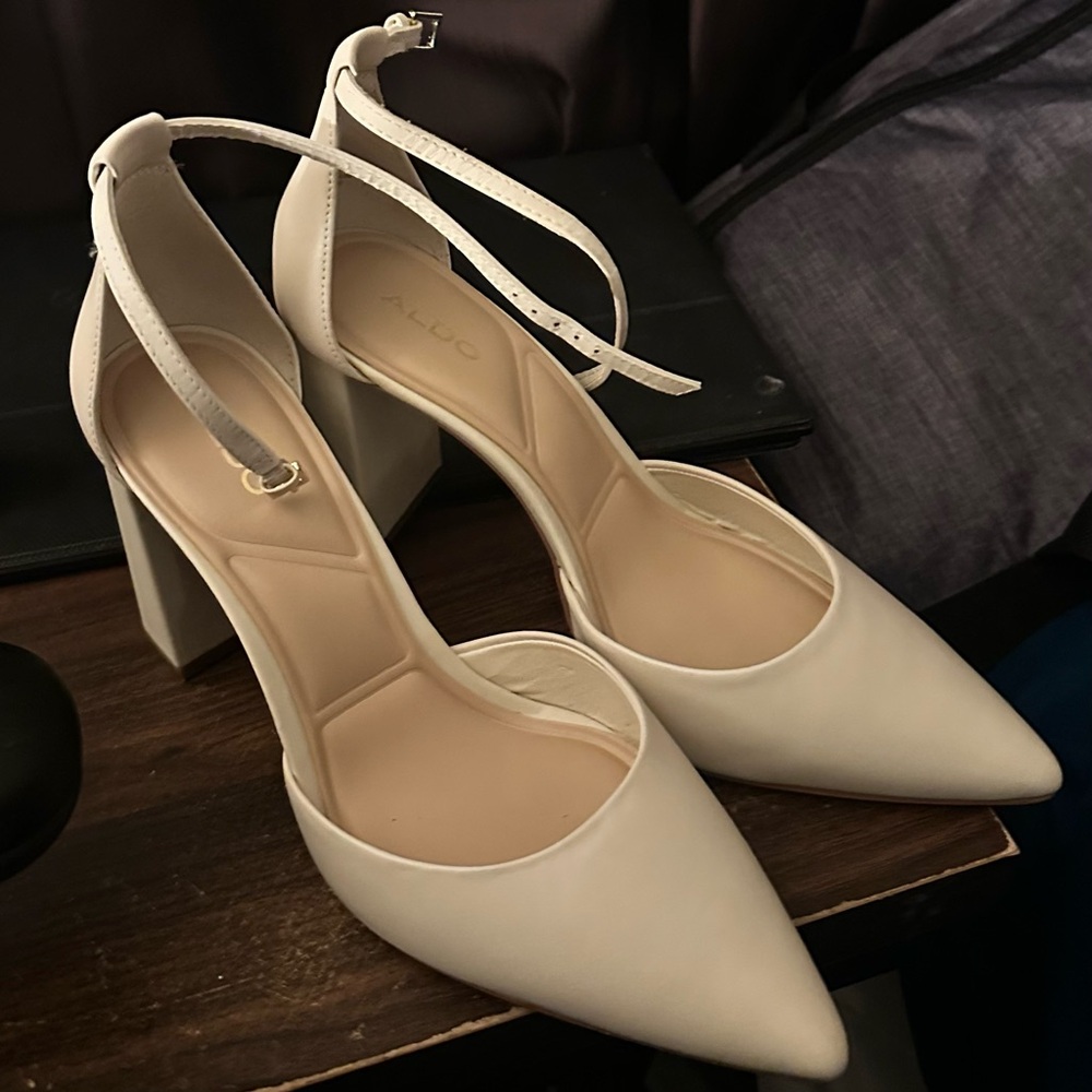 ALDO Elegant White Ankle Strap Heels